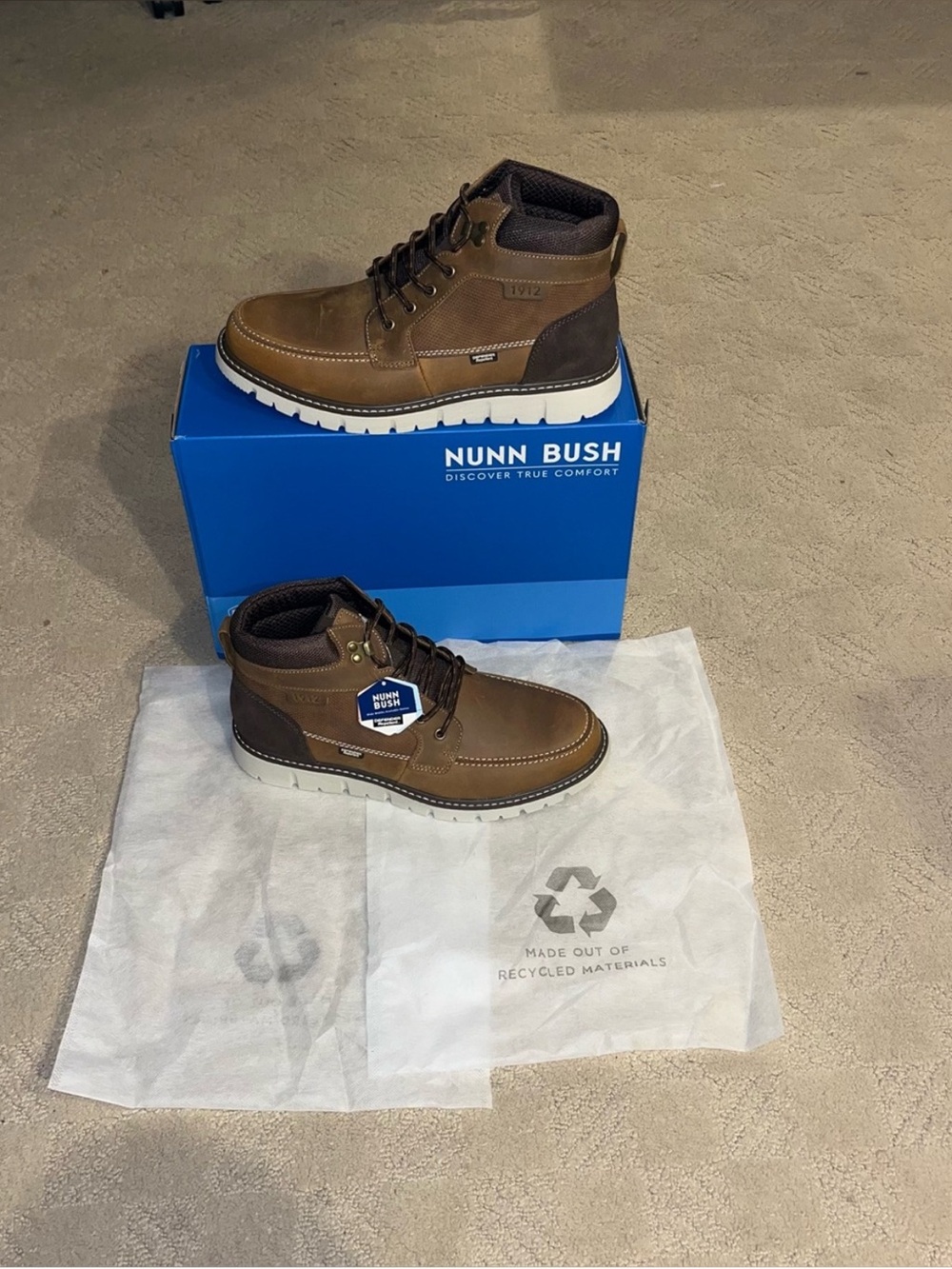 Nunn Bush Karnak Water Resistant Moc Toe Boots Tan Ch Men’s Size 12 - Picture 12 of 14